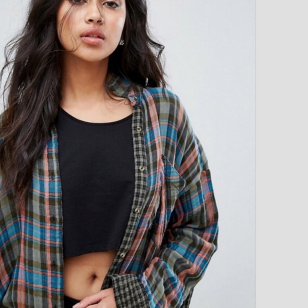 Free People One Of The Guys Plaid Shirt Size XS - Picture 2 of 8